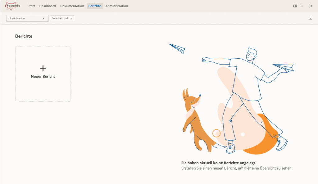 Screenshot Berichtsbereich - Übersicht leer