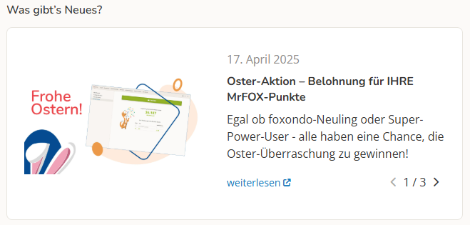 Abschnitt auf dem Dashboard