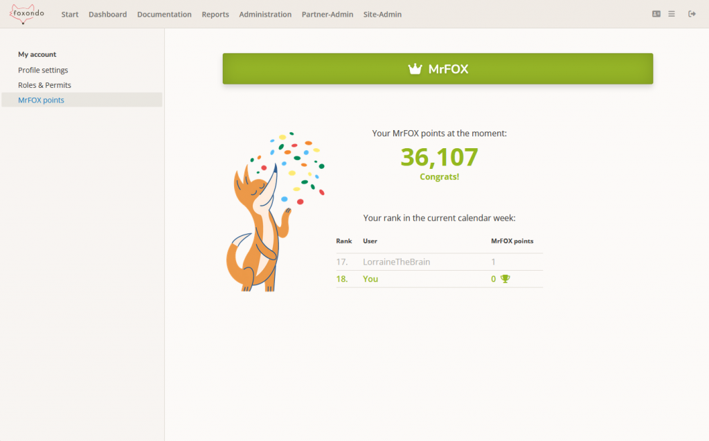 Screenshot MrFOX Points