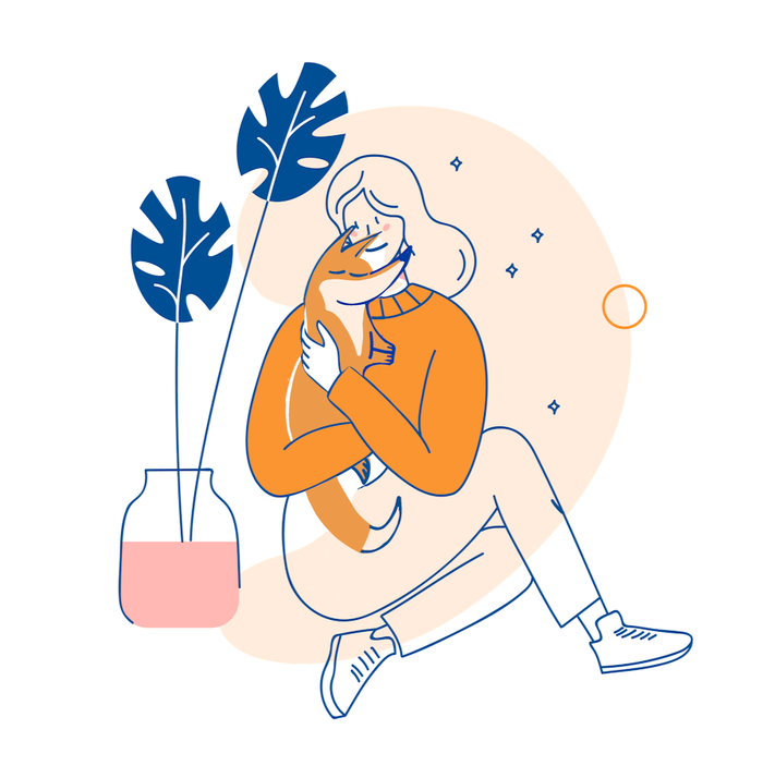 Frau mit Fuchs im Arm